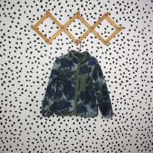Oshkosh Navy Tie Dye Boys Sherpa Knit Zip Up Jacket